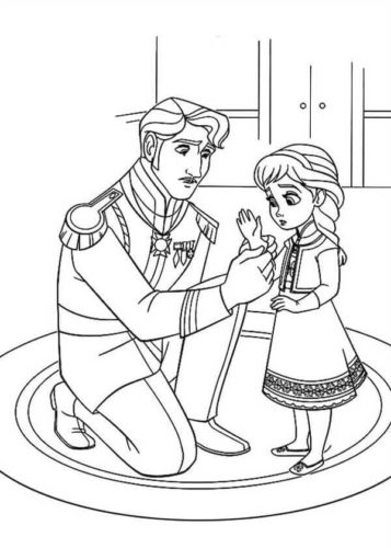 King Arendelle Putting Gloves to Young Elsa