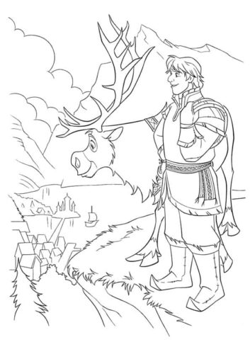 Kristoff And Sven Coloring Page