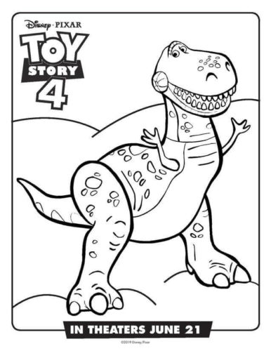 Rex From Toy Story 4 Colouring Page