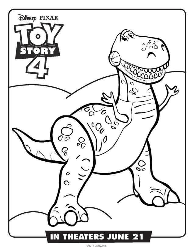 Rex From Toy Story 4 Colouring Page