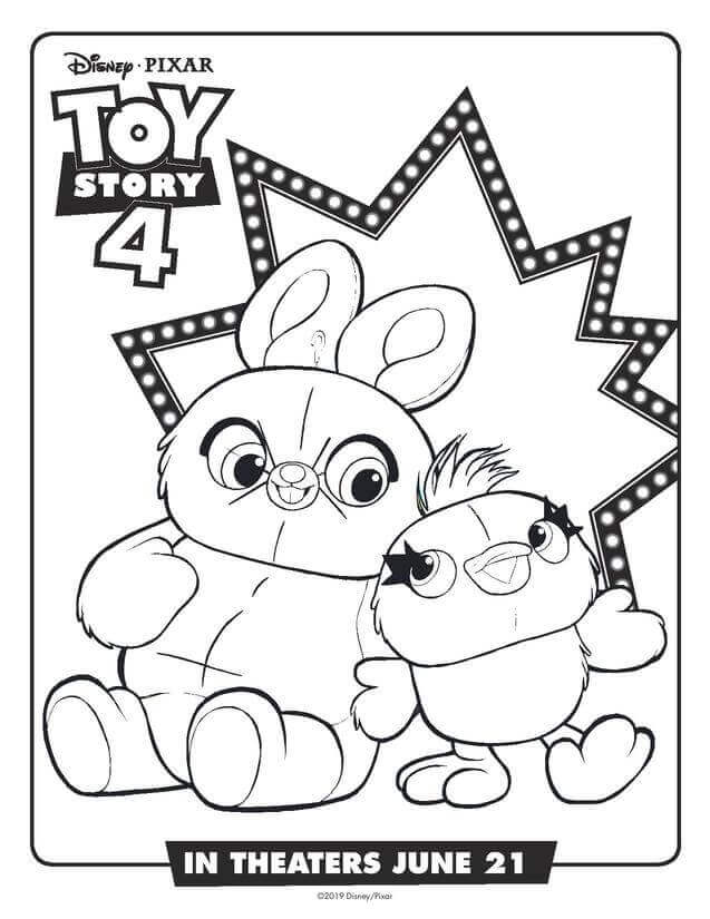 Toy Story 4 Ducky And Bunny Coloring Page