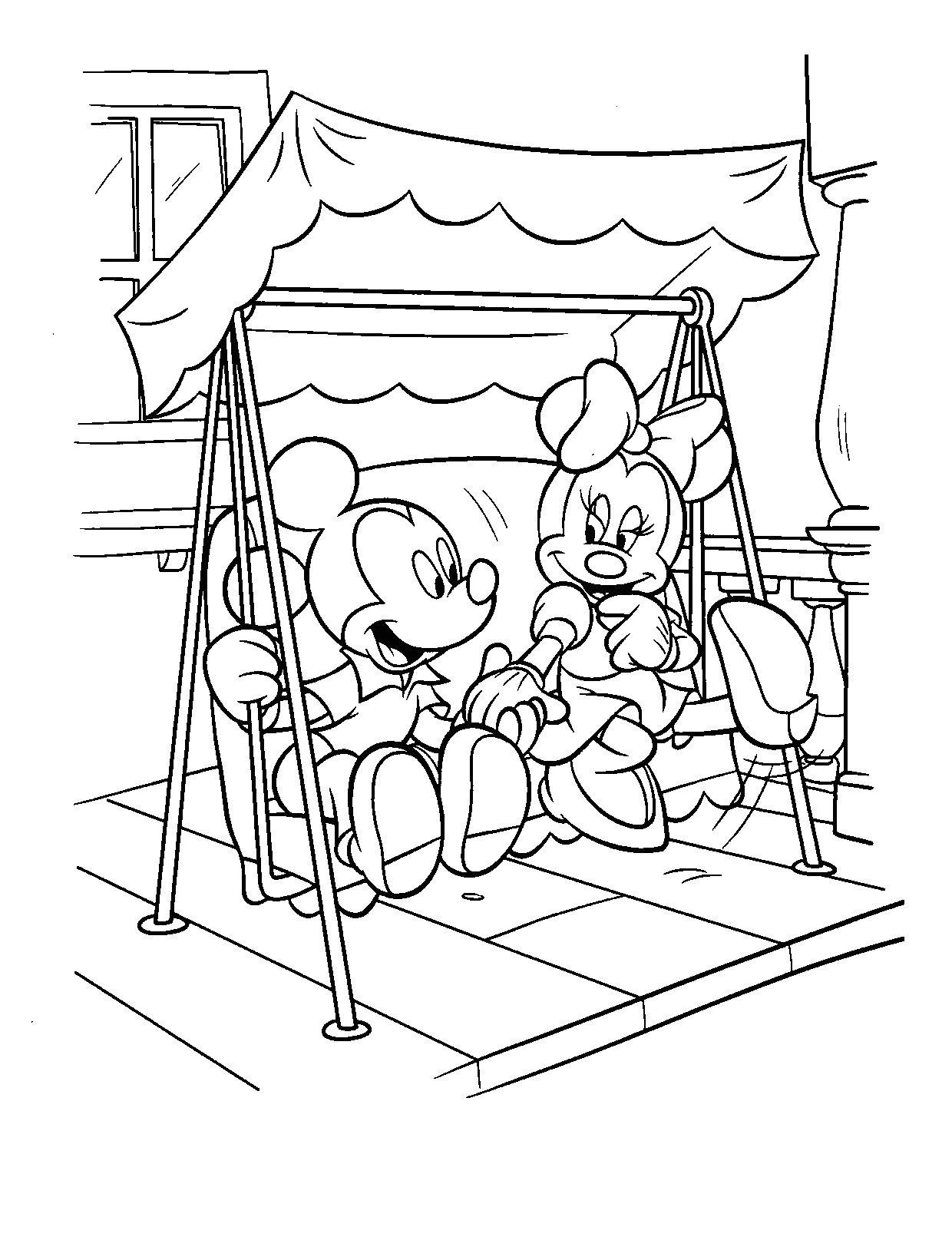 Coloring Page of Mickey and Minnie Mouse