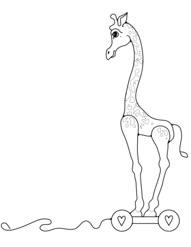 Giraffe Pull Toy Coloring Page