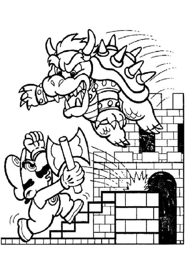 Mario And Bowser Coloring Page