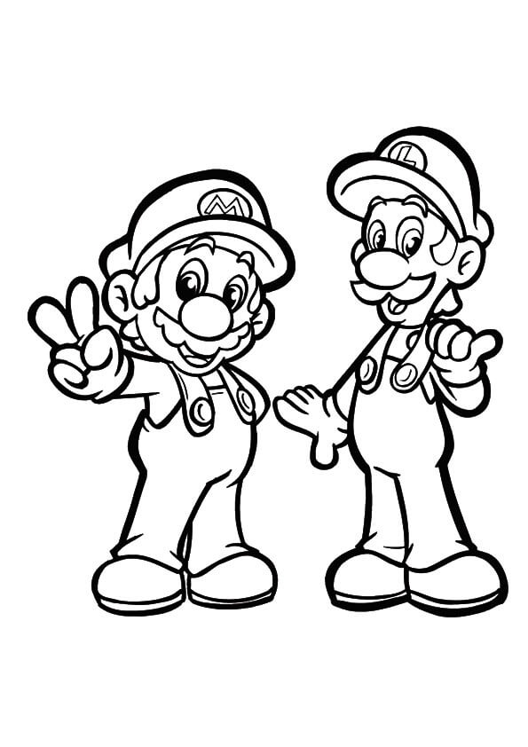 Mario And Luigi Coloring Page