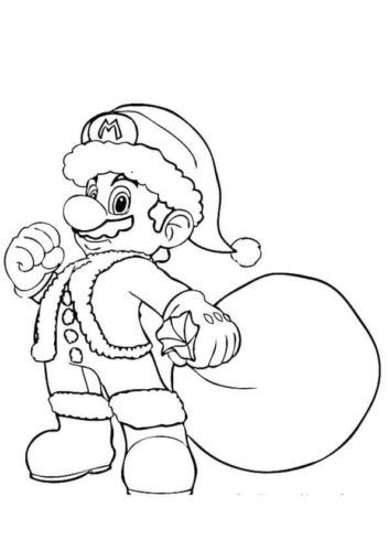 Mario As Santa Coloring Page