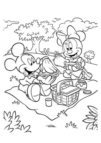 Mickey And Minnie Mouse On Picnic