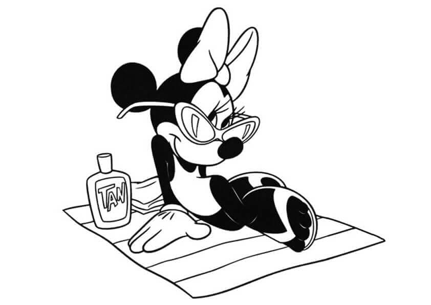 Minnie Mouse At The Beach Coloring Page