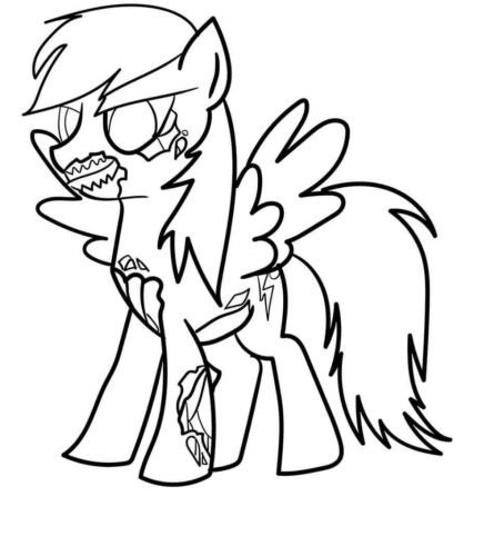 Rainbow Dash As Zombie Coloring Page