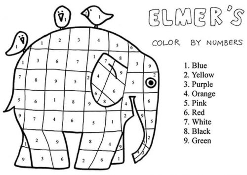 Elephant Coloring By Number Activity Sheet
