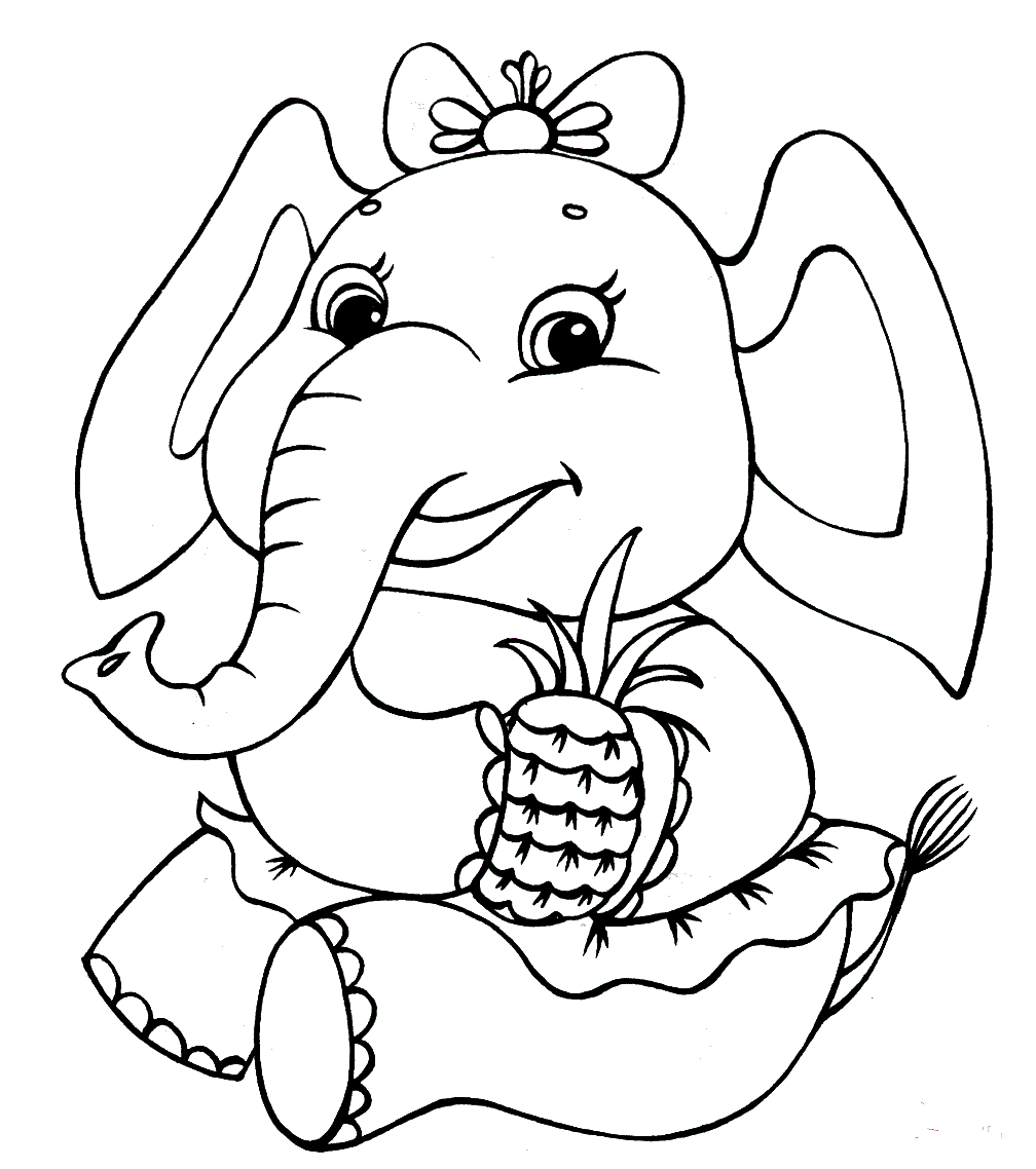 Elephant Enjoying Pineapple