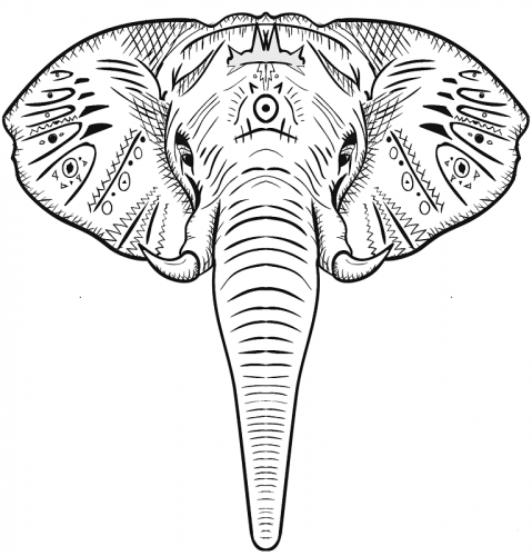 Elephant Head Coloring Page