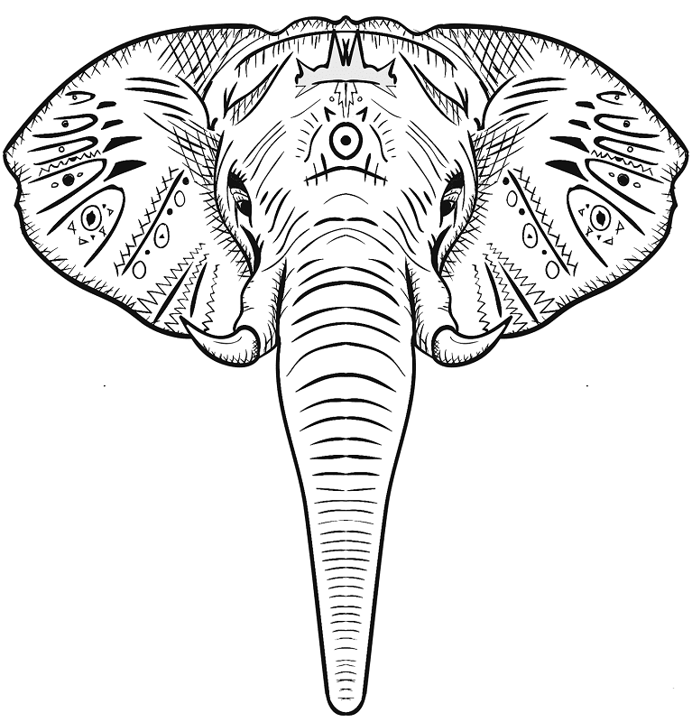 Elephant Head Coloring Page