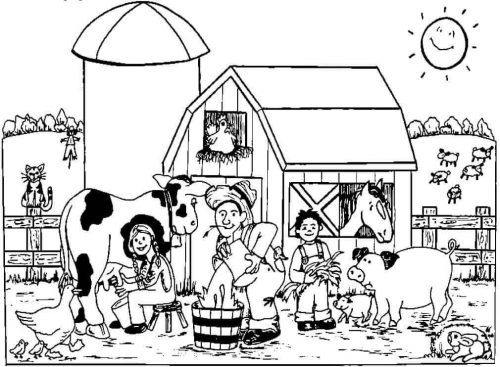 Farm Scene Coloring Page