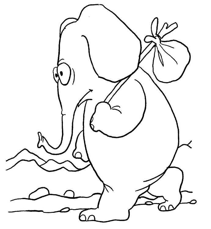 Grumpy Elephant Coloring Page