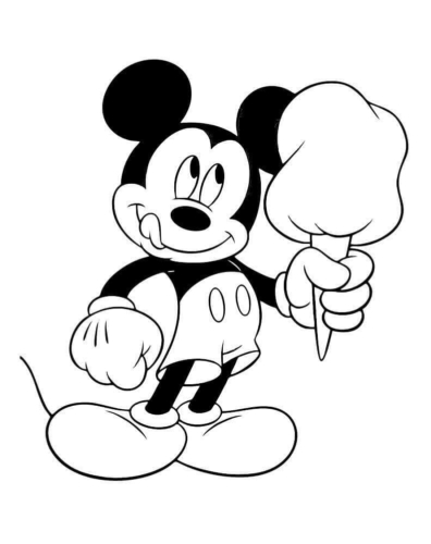 Mickey Enjoying A Huge Scoop Of Ice Cream