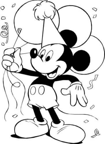 Mickey Mouse Birthday Coloring Page