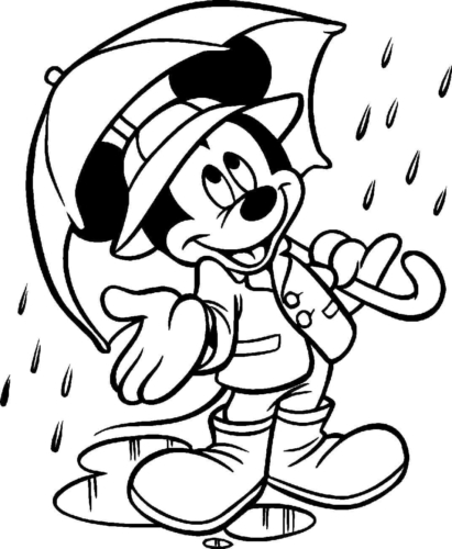 Mickey Mouse Enjoying Rain