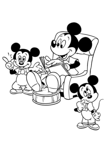 Mickey Mouse Reading To His Kids