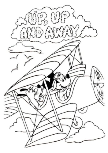 Mickey The Pilot Coloring Page