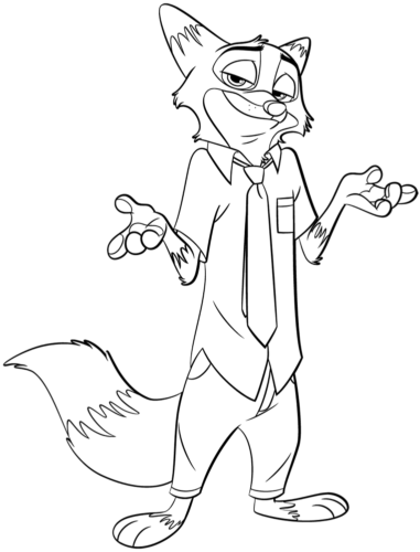 Nick Wilde From Zootopia Coloring Page
