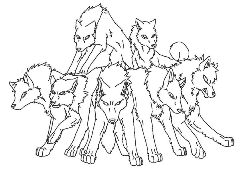 Pack of Wolves Coloring Pages
