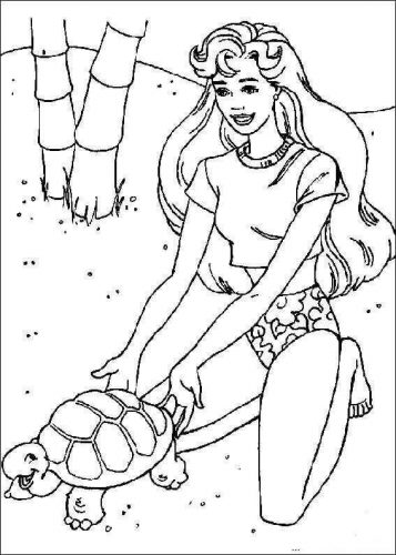 Barbie Playing With A Turtle