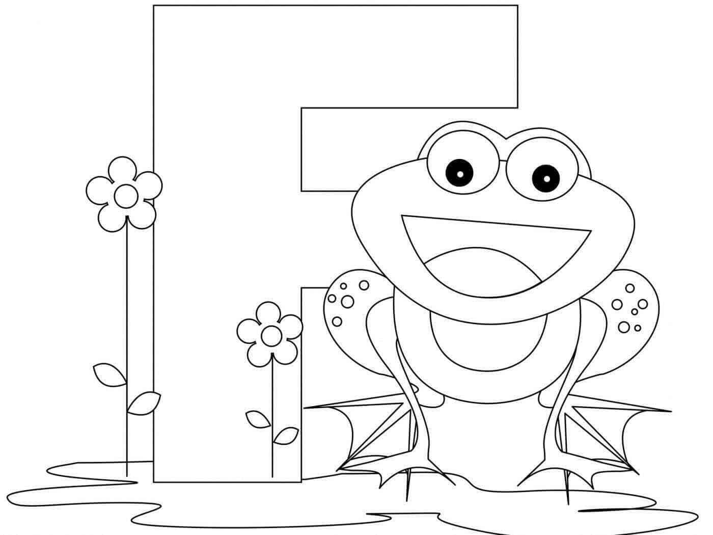 F For Frog Coloring Page