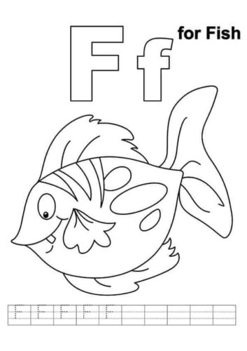 F for Fish coloring page