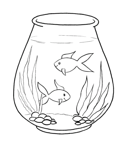 Fish In Bowl Coloring Page Fish In Bowl Coloring Page