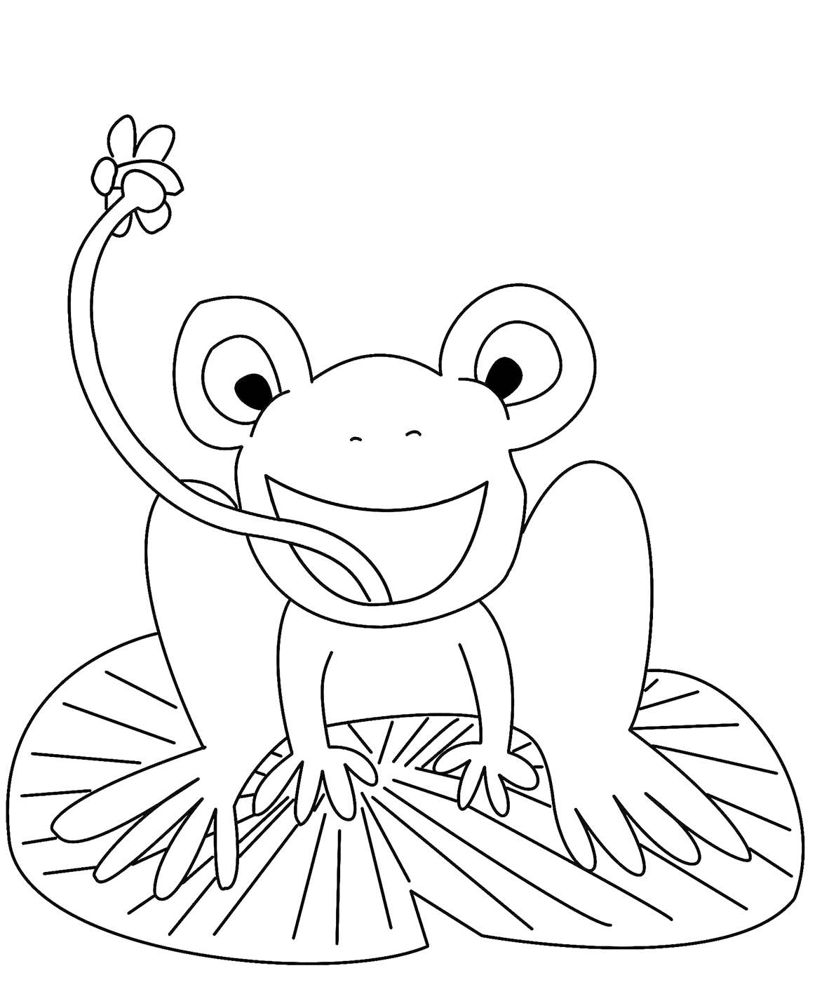 Frog On Lilypad Coloring Page
