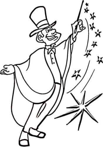 Magician From Circus Coloring Page