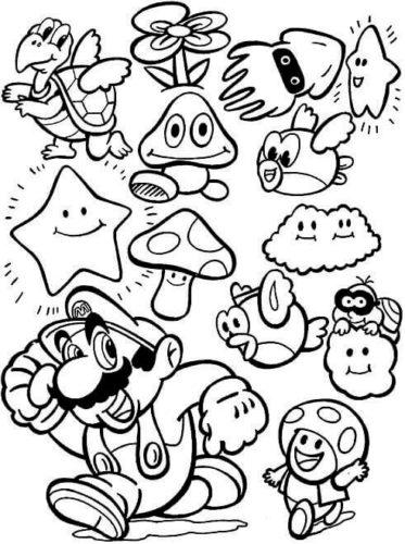 Cute Mario Coloring Page