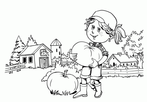 Farmer At His Pumpkin Patch Coloring Page