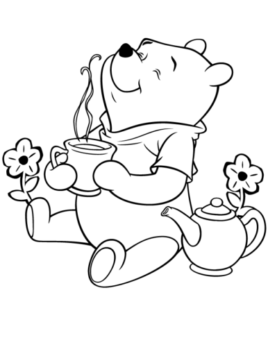 Pooh Drinking Tea
