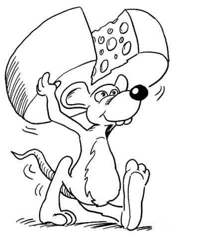 Mouse With Cheese Coloring Page