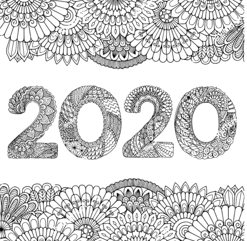 2020 New Year Coloring Pages