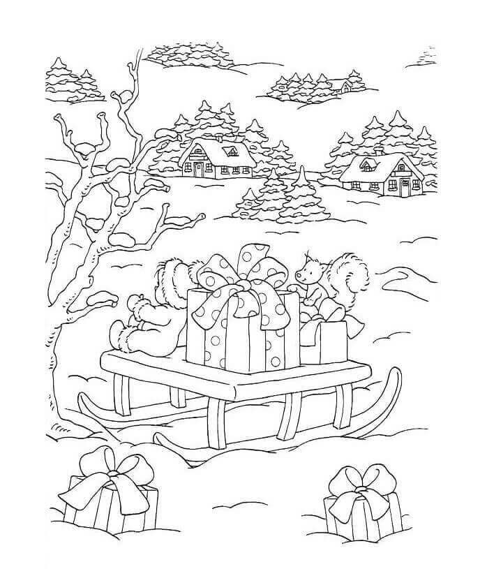 30 Free Christmas Gift Coloring Pages Printable