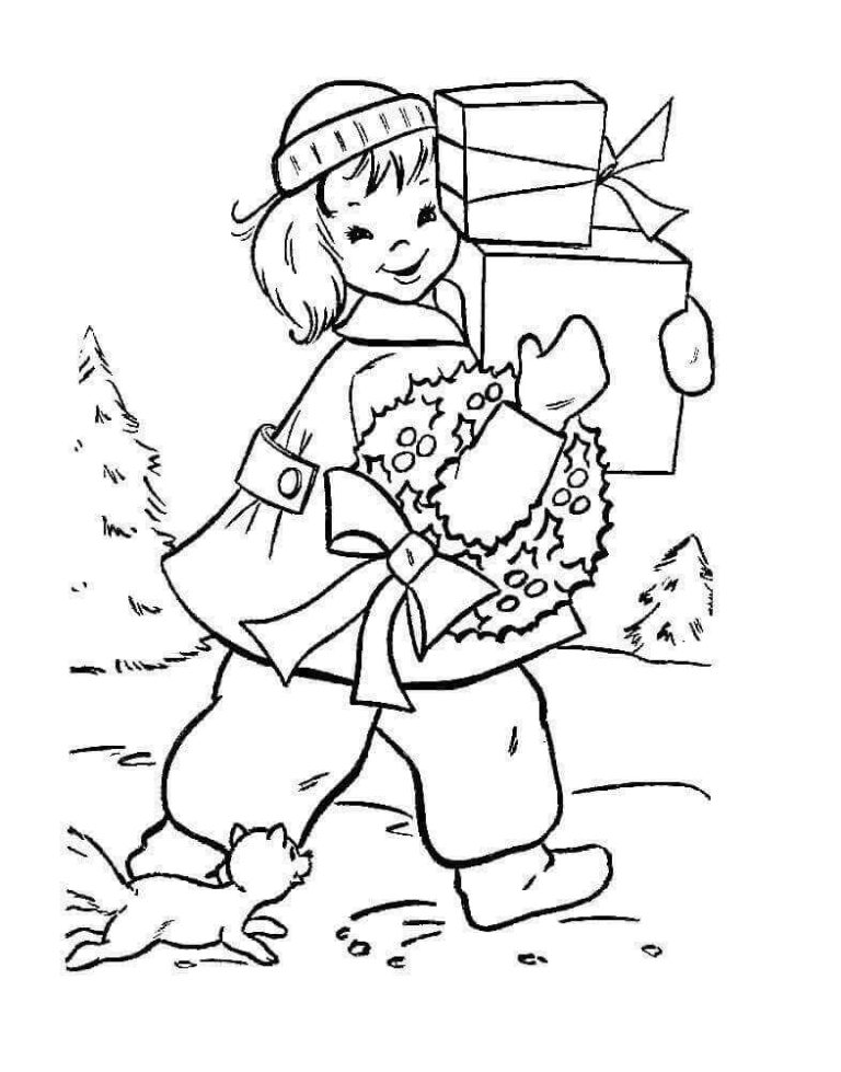 30 Free Christmas Gift Coloring Pages Printable