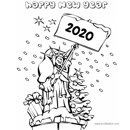 Happy New Year 2020 Coloring Pages