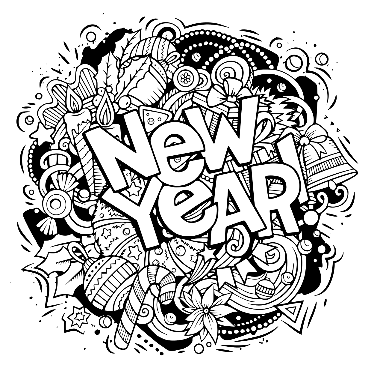 New Year 2020 Coloring Pages