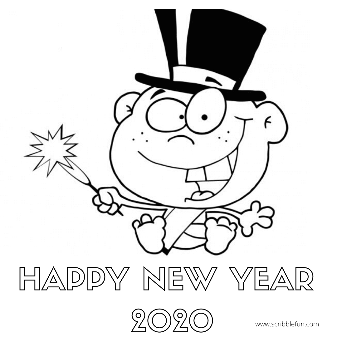 New Year 2020 Colouring In