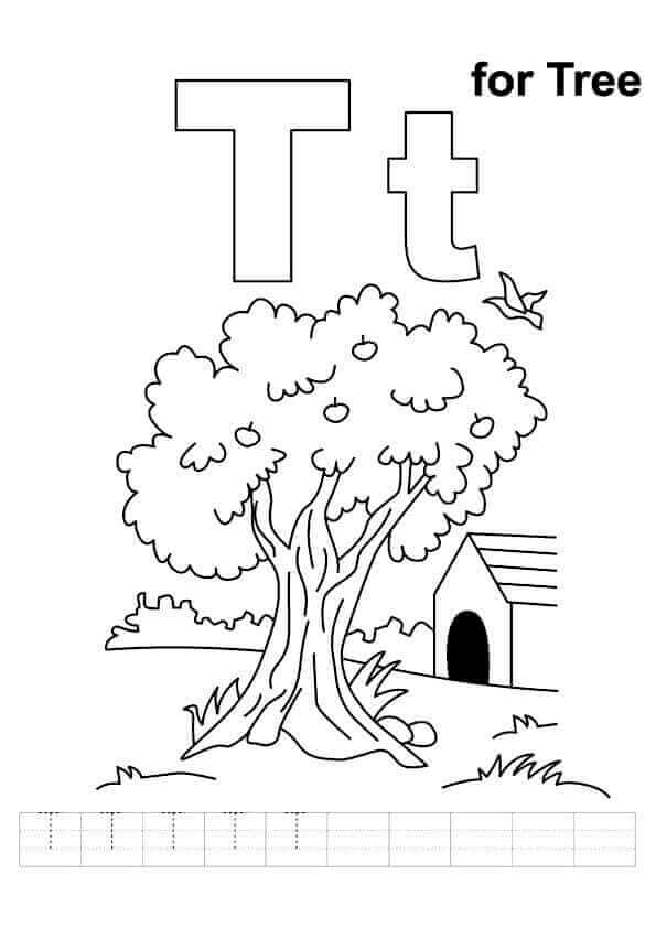 T for Tree Coloring Page
