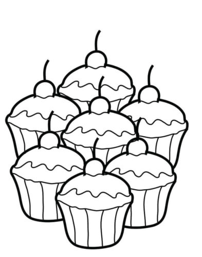 A plate of cupcakes coloring page A plate of cupcakes coloring page