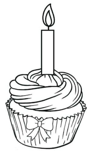 Birthday Cupcake Coloring Pages