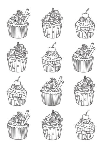 Cupcakes Coloring Sheets