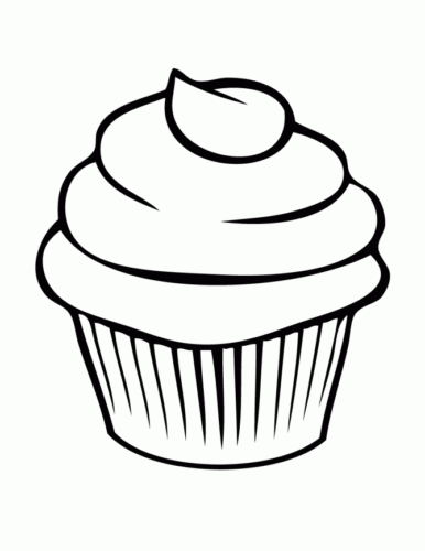 Easy Cupcake Coloring Page