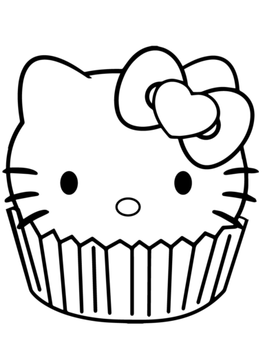 Hello Kitty Cupcake Coloring Page