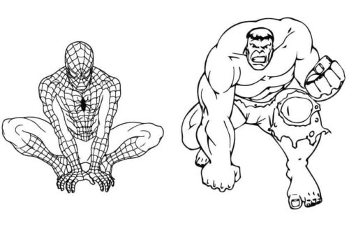 Hulk And Spiderman Coloring Page