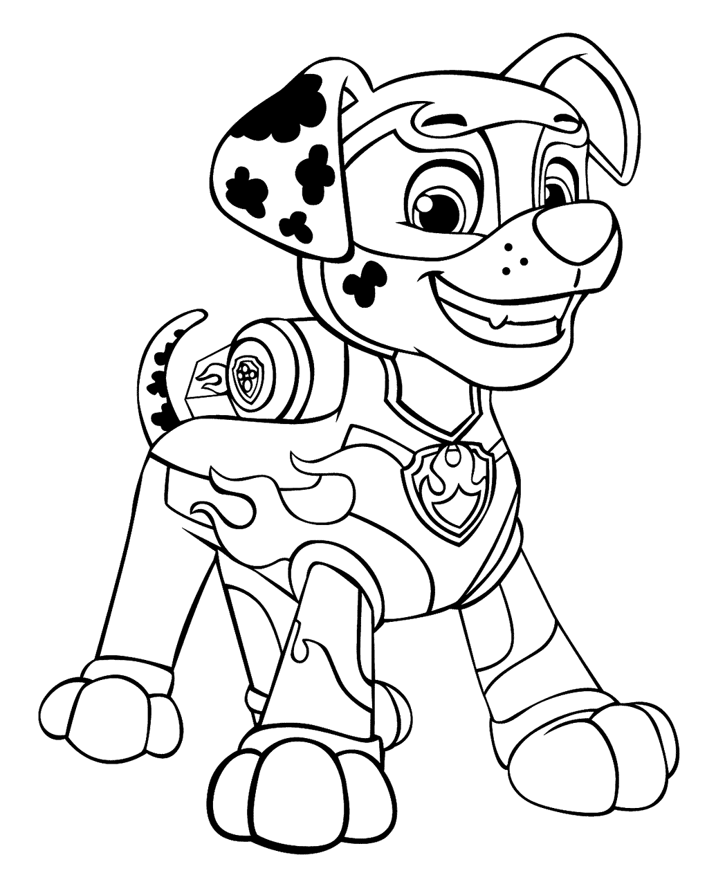 Paw Patrol Mighty Pups Colouring Pages Marshall